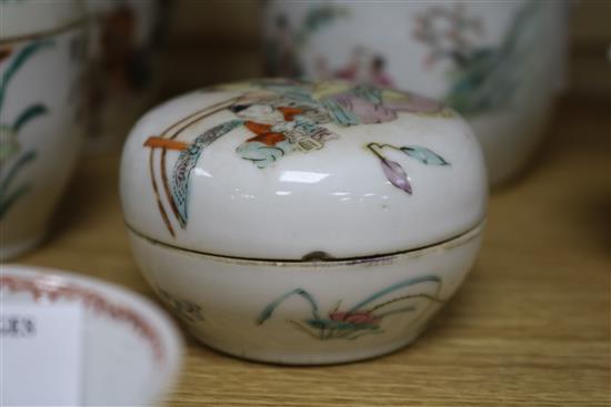 A group of Chinese straits porcelain bowls and covers tallest 12cm